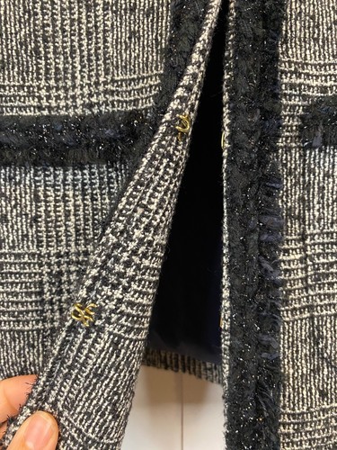 J. Crew Glen Plaid Lady Jacket Braided Trim Metallic Black Women's Size 00 - Picture 4 of 13