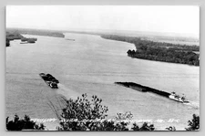RPPC Aerial View Barges Mississippi River Louisiana Missouri Real Photo P697