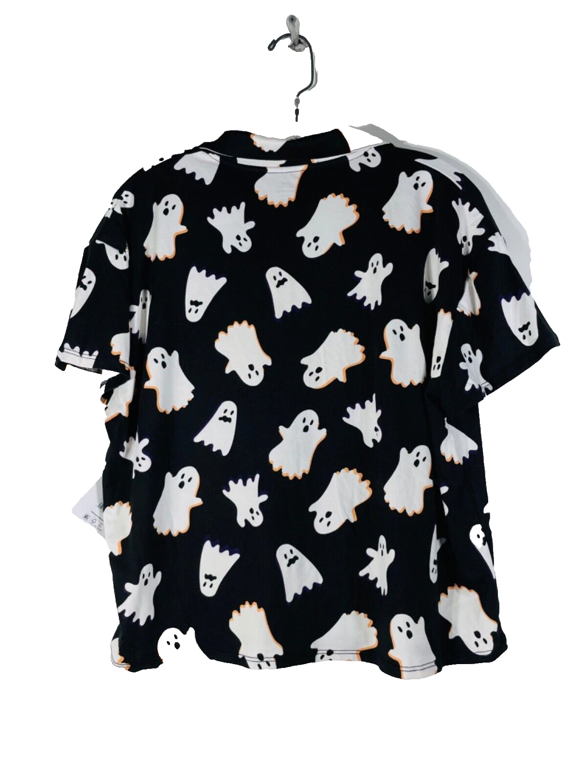 Womens Ghost Print 2-Piece Pajama Set Large 12-14 Top & Shorts