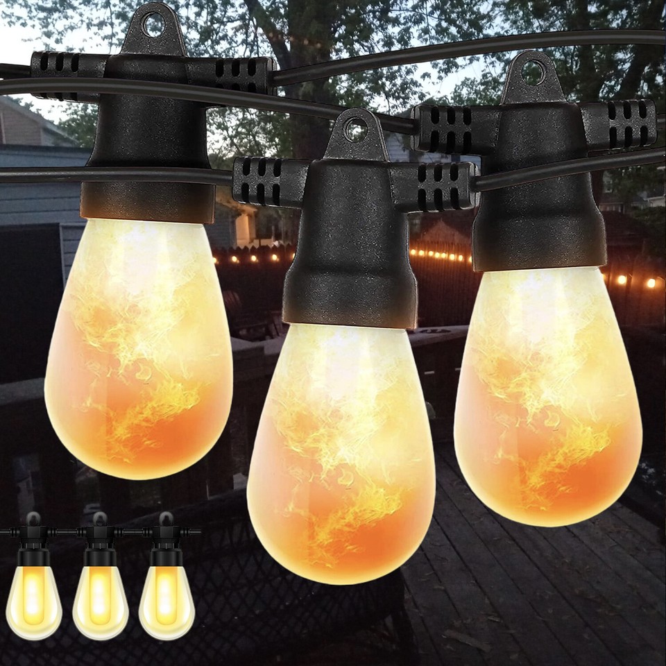 LED Flame Bulb Festoon Garden Fairy String Lights Mains Hanging Outdoor