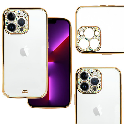 FÜR APPLE IPHONE 13 PRO MAX - DIAMOND Bumper Brokat Back Case Tasche Hülle WEIß