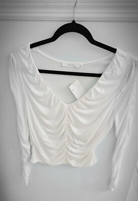 Lush  Sz L, off  white L/S gathered front & sleeves  V-neck, top    NWT