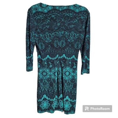 Donna Morgan Dress Size 4 Womens Green Midi Paisley Print Shift BOHO Emerald Donna Morgan Dress Size 4 Womens Green Midi Paisley Print Shift BOHO Emerald