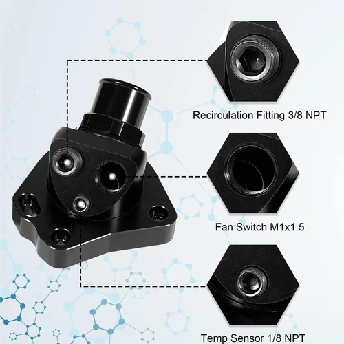 Carcasa termostato cuello giratorio manguera radiador para Honda K-Series K20 K24 - negro - Imagen 2 de 15