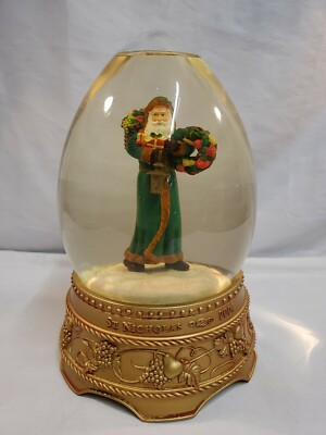 Hallmark-St. Nicholas Egg Shaped Water Globe-Plays  Jolly Old St. Nicholas  2004
