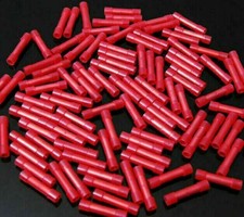100 Pc. 22-18 AWG GA Wire Seamless Heavy Duty Crimp On Red Nylon Butt Connector