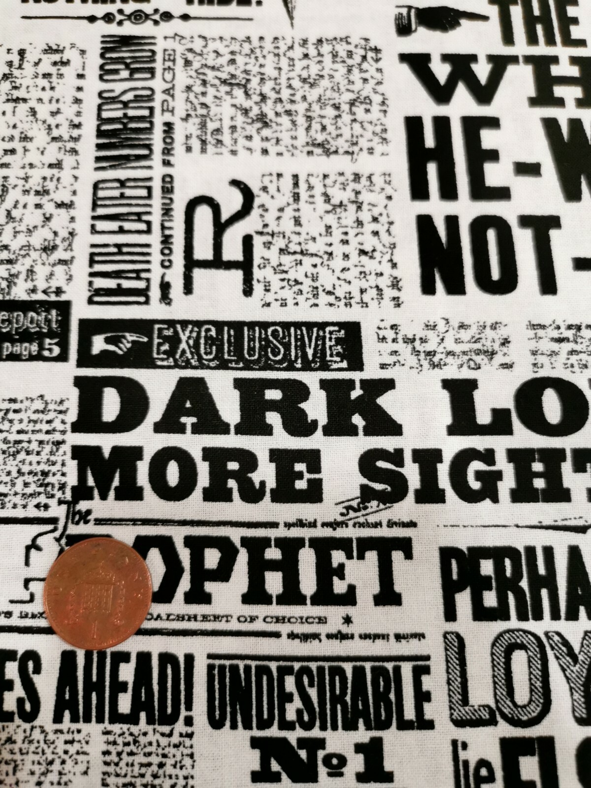 Harry Potter Newsprint Daily Prophet 100 Cotton Quilting Craft Fabric