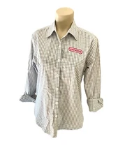 Conoco Shirt Mechanics Workwear Gray Gingham Check Womens Med L / Sleeve
