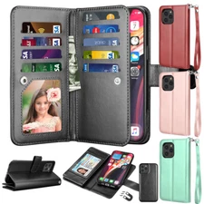 For iPhone 16 15 14 13 12 11 Pro Max SE Magnetic Leather Wallet Phone Case Cover