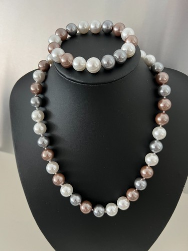 Shell seed beads set necklace length 50 cm & bracelet 20 cm! Beads 12mm