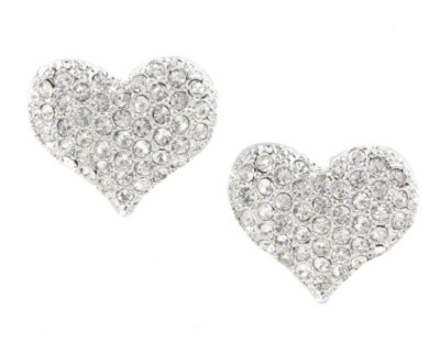 Funkelnde Herz Ohrstecker klein funkelnde Strass Kristalle rhodiniert