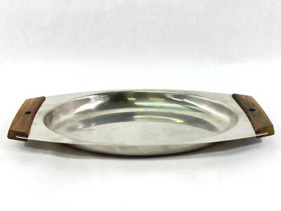 Vintage Gense 12 '' Serviertablett Hergestellt IN Schweden 18/8 Rostfrei mit Holz