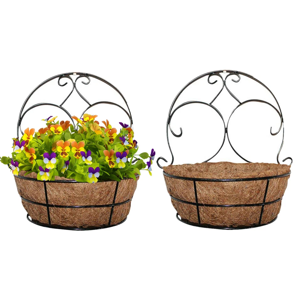 4 Pack Wall Hanging Planter Basket with Coco Liner Fence Hanging Planter Pot - Image 4 of 4