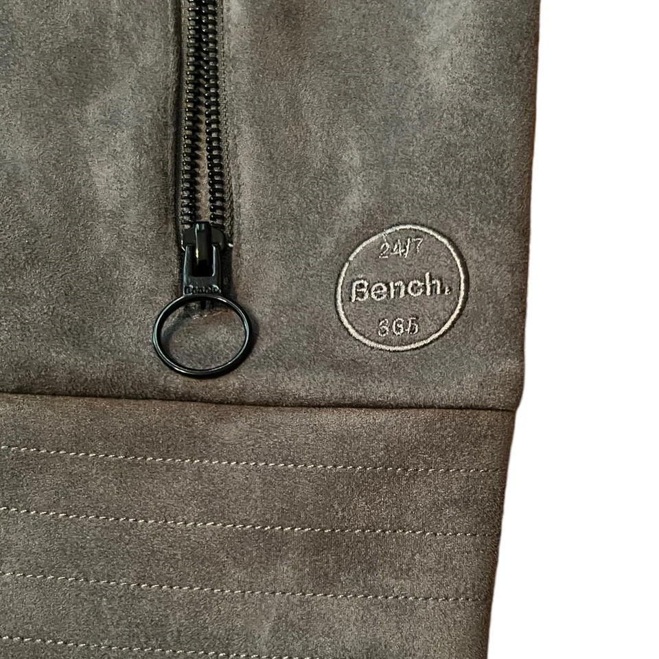 Bench Jacket Womens Medium Gray Alcantara Biker Jacket Suede Full Zip - Image 4 of 4