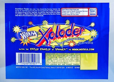Vintage 2002 Willy Wonka XPLODER Wrapper Proof Candy Container FUN SIZE 6 