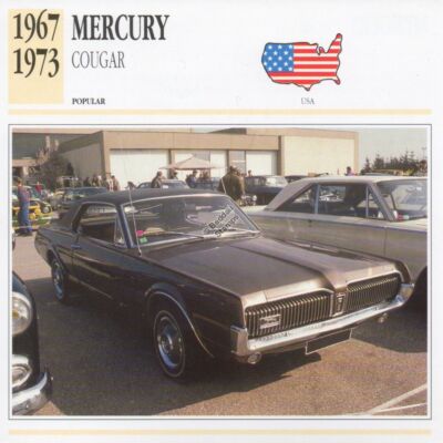 1967-1973 MERCURY COUGAR Oldtimer Foto / Information Maxi Card