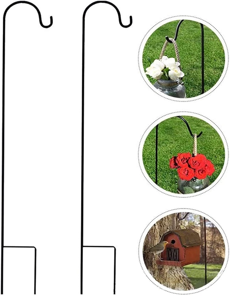 2×Garten Schäferhaken Hirtenhaken Metall Gartenstab 150cm mit Haken Laternenstab - Bild 2 von 4