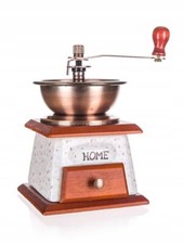 Retro Ceramic & Wooden Coffee Grinder 18cm Side Hand Crank Mill for Coffee Beans