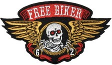 Free Biker Skull Wings Dead Bone Skeleton Biker Motorcycle DIY Sew Iron on Patch