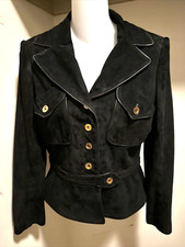Jean Claude Jitrois Black Suede Jacket -fitted - Fully Lined. Size Small