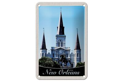 Blechschild Reise 12x18 cm New Orleans USA Amerika Kirche Urlaub Schild