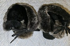 Infant Real Sheepskin Black Beige Booties 4" Long Boots Toasty Warm