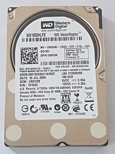 160 GB SATA Western Digital WD1600HLFS-75G6U1 10K 16MB HDD 2.5" Festplatte