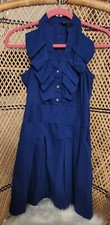 Womens Express Dress Fitted Halter Ruffle Front Y2K Royal Blue Size 2 Sm #203 