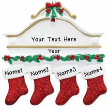 Personalized WHITE MANTLE FAMILY of 2-3-4-5-6 Christmas Tree Ornament GIFT