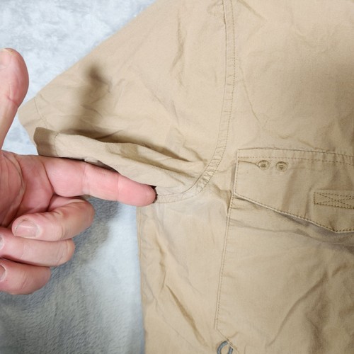 Eddie Bauer Shirt Mens Medium Tan Khaki Button Down Vented Hiking Fish Gorpcore - Picture 5 of 10