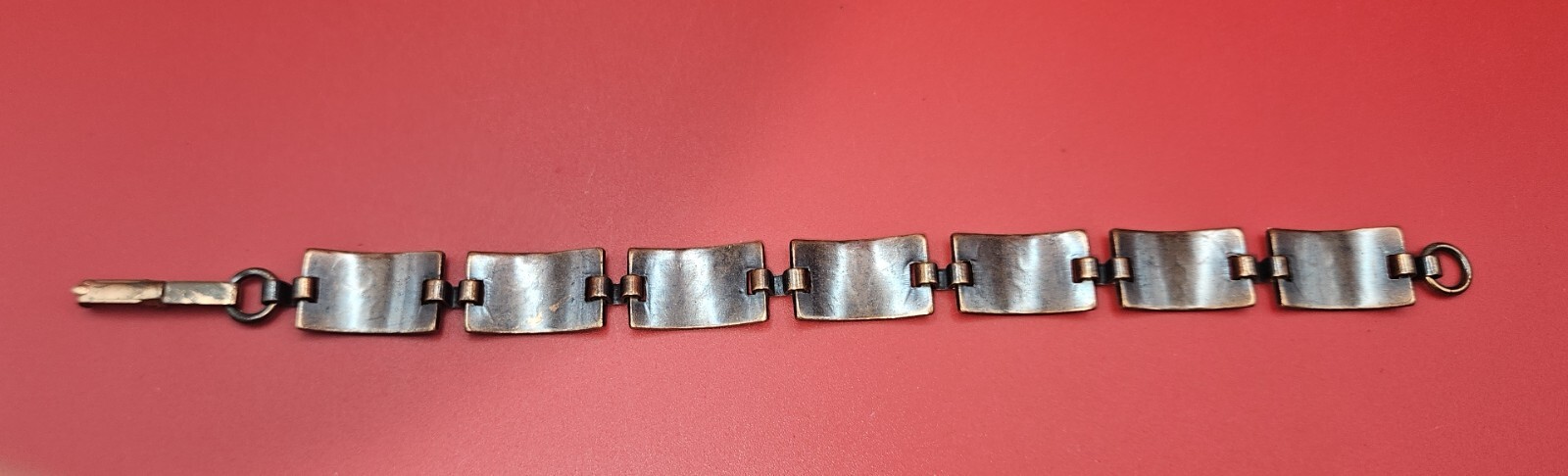 Vintage Solid Copper Southwest Link Panel Bracele… - image 6