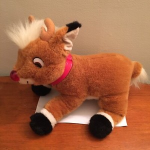 1998 Rudolph The Red Nose Reindeer Plush W/ Music Light Up Nose Stuffed Anml Toy | eBay