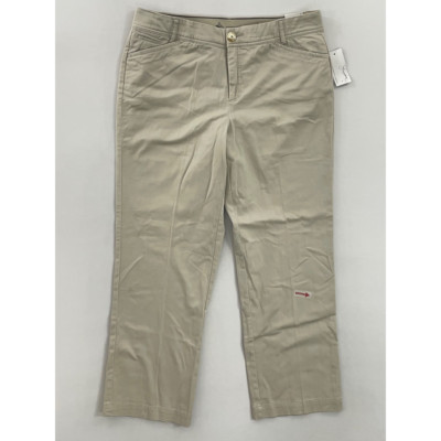 Christopher & Banks Womens Chino Pants Beige High Rise Stretch Pockets 14 S New