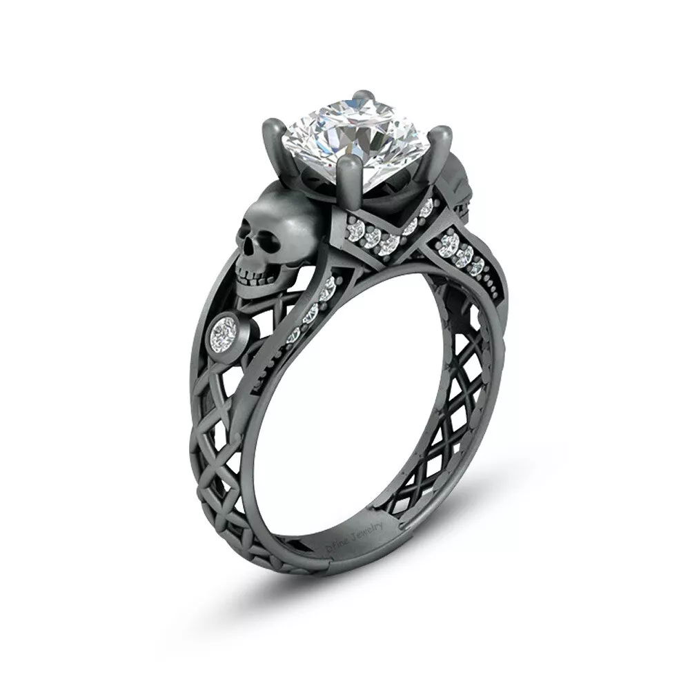 Black skull wedding ring outlet