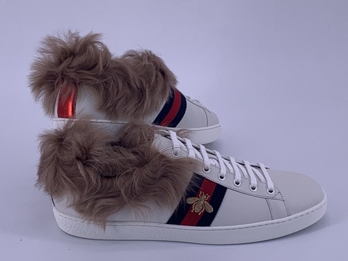 Neu Original GUCCI Herren Sneakers ACE m Pelz 496093 -Gr-UK-10 /EU-44 / US-11 - Picture 4 of 12