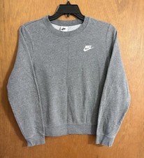 Nike Womens Sportswear Club Fleece Crewneck Sweatshirt Gray Size Medium
