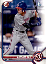 LOT OF 20 2022 BOWMAN DRAFT 1ST BASE PROSPECT BD196 BRENNER COX NATIONALS