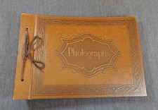 Vintage Photo Albums Unused Empty Brown Embossed 10"x7" 45 Black Pages