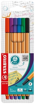 STABILO Fineliner point 88 - Pack of 6 - Assorted Colors