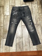 Krome Jeans Men's Straight Leg Black Denim 32X32 Distressed