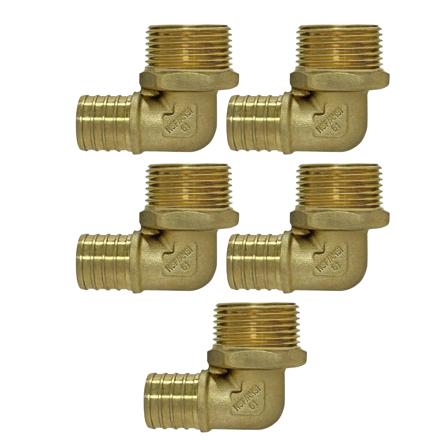 5 Pack XFITTING 1" Pex B X 1" Male Threaded Elbow 1" Pex B Male Elbow
