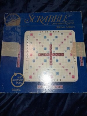 Vtg Scrabble Deluxe Edition 1977 Crossword Game Turntable Base Selchow Righter 