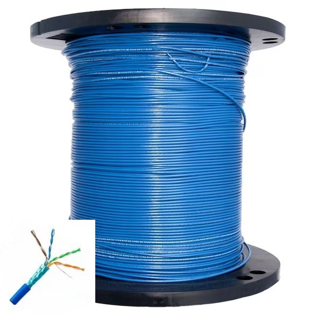Houston Wire and Cable 26 AWG CAT 5E 4Pair Stranded Shielded - Blue, 500' Spool