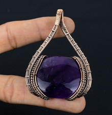 Amethyst Handmade Gemstones Copper Wire Wrapped Wonderful Jewelry Pendant