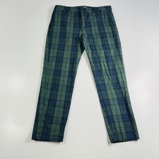 Levi’s XX Chino Pants Green Navy Plaid Standard Taper Men’s Size 34x30