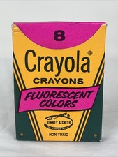Vintage 8 Crayola Crayons Fluorescent Colors Binney Smith