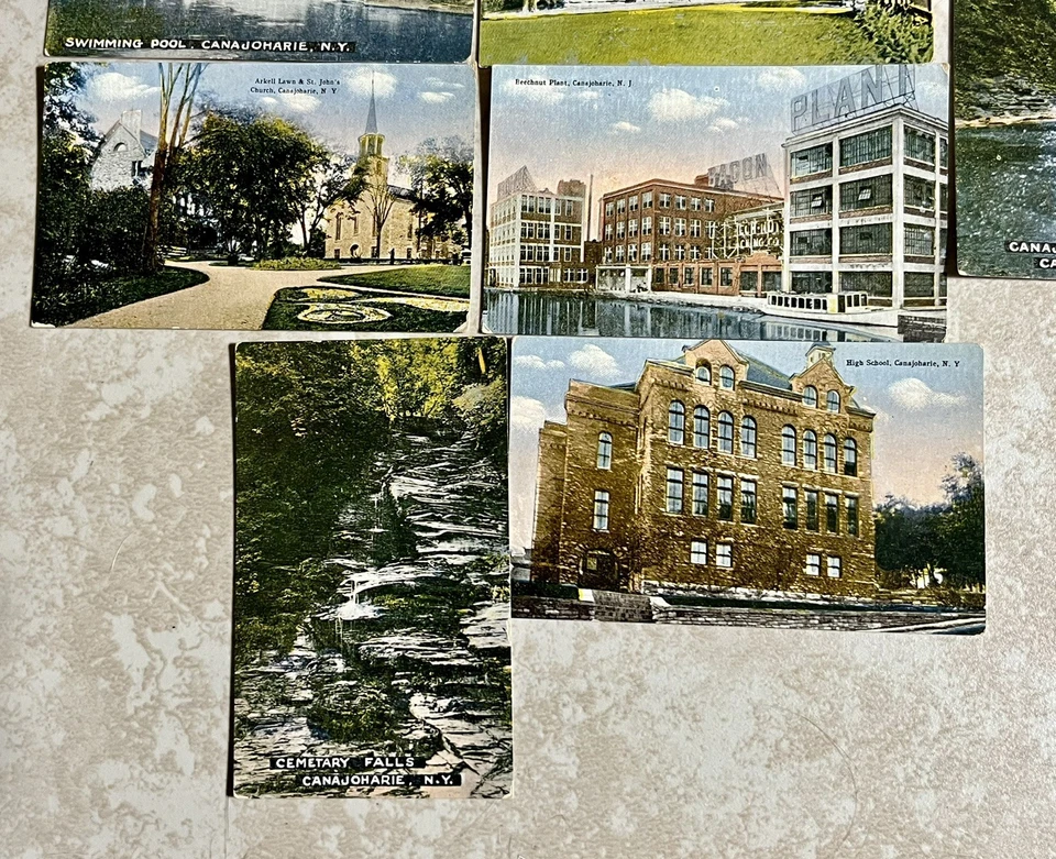 9 Miniature Vintage Postcards Canajoharie NY Unused Buildings & Scenery - Image 2 of 4