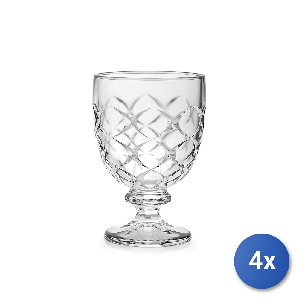 4x H&H Pack Of 6 Bilbao Wine Glasses In Transparent Worked Glass Cl 22