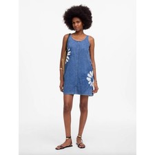 Madewell Denim Scoopneck Mini Dress Shibori Wash Blue Shift Casual XL NWT