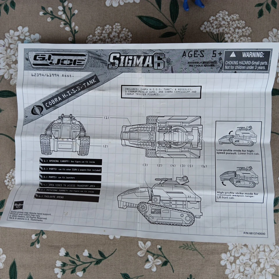 Hasbro G.I. 2006 Vehículo tanque Joe Sigma 6 Cobra HISS con figuras Foto 3 de 4